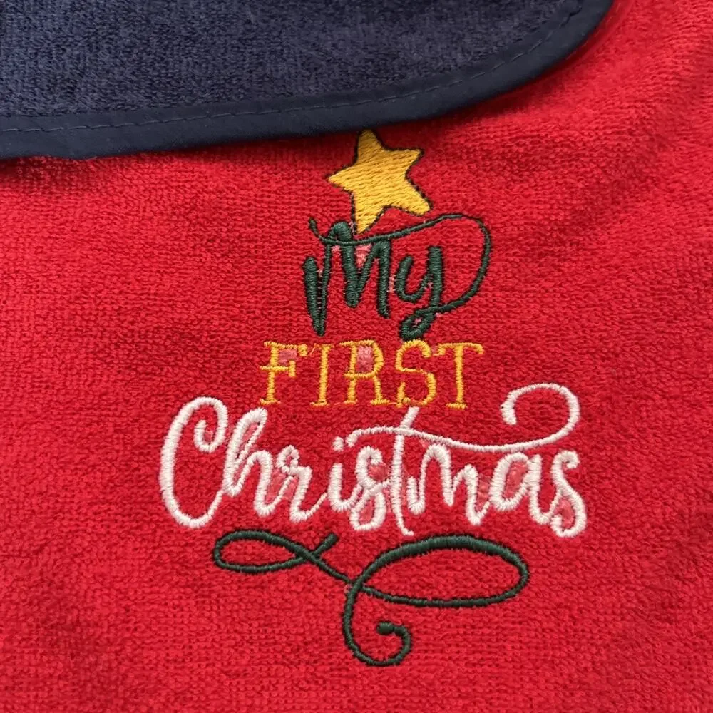 Set Of 5 Custom Embroidered Baby Bibs Firsts Christmas Turkey Day Cute Spooky